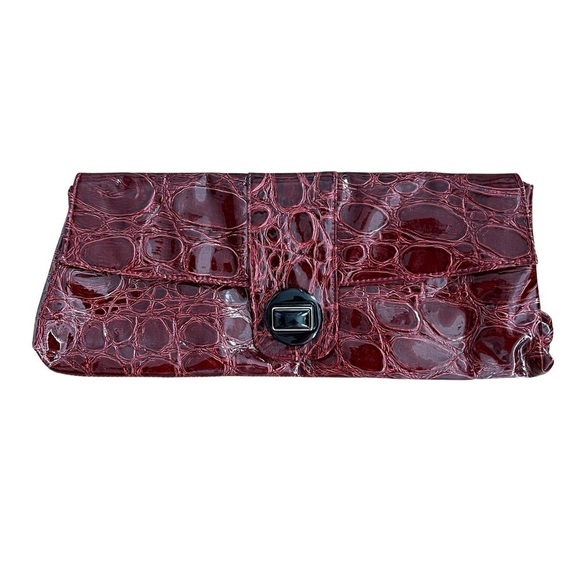 Milano Red Patent Textured Clutch Bag New with Tags - Picture 1 of 9